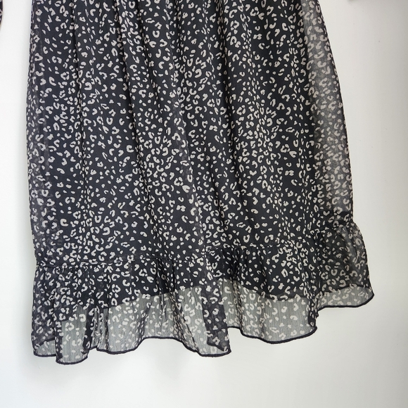 Abercrombie & Fitch Size S Black Faux Wrap Cheetah Print V-Neck 3/4 Sleeve Dress - Picture 7 of 11